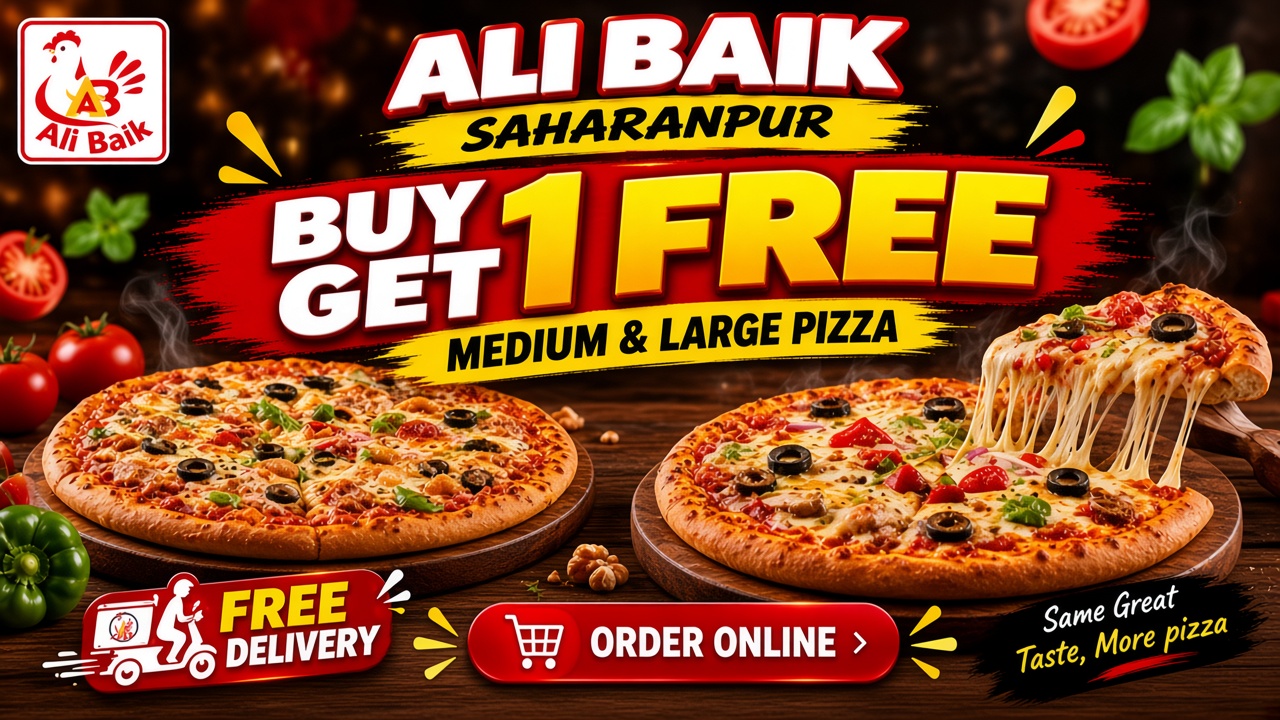 Buy 1 get 1 free on medium and large pizza